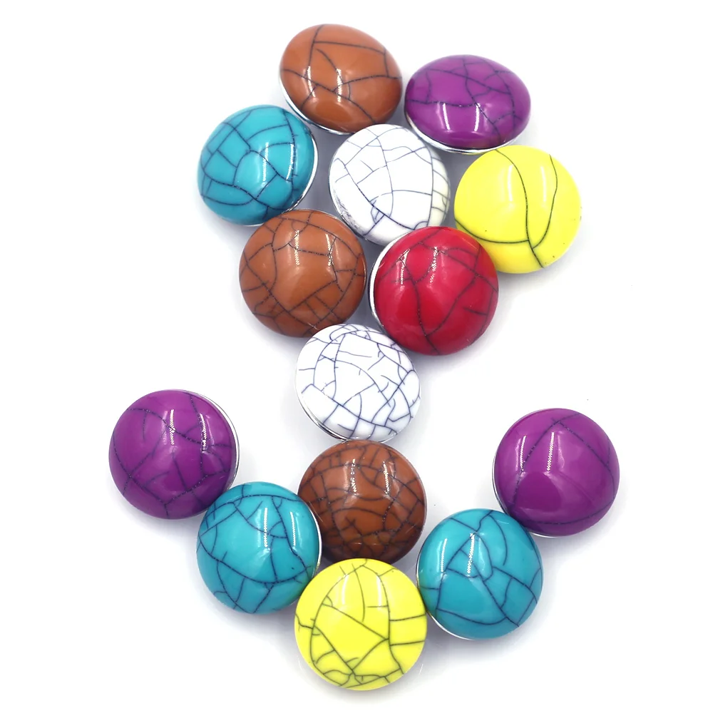 

Random Snap Buttons Imitation Marble Crack Resin Mixed Round Multicolor Fit Charms Bracelet Jewelry DIY Finding 18mm