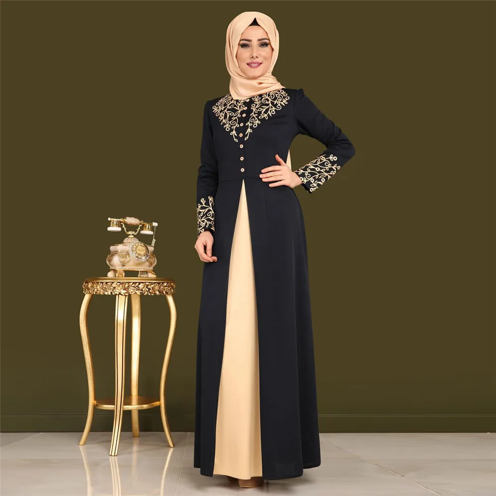 

Платье женское ТРАПЕЦИЕВИДНОЕ с длинным рукавом, повседневное Свободное длинное платье в мусульманском стиле, средней длины, весна-осень
