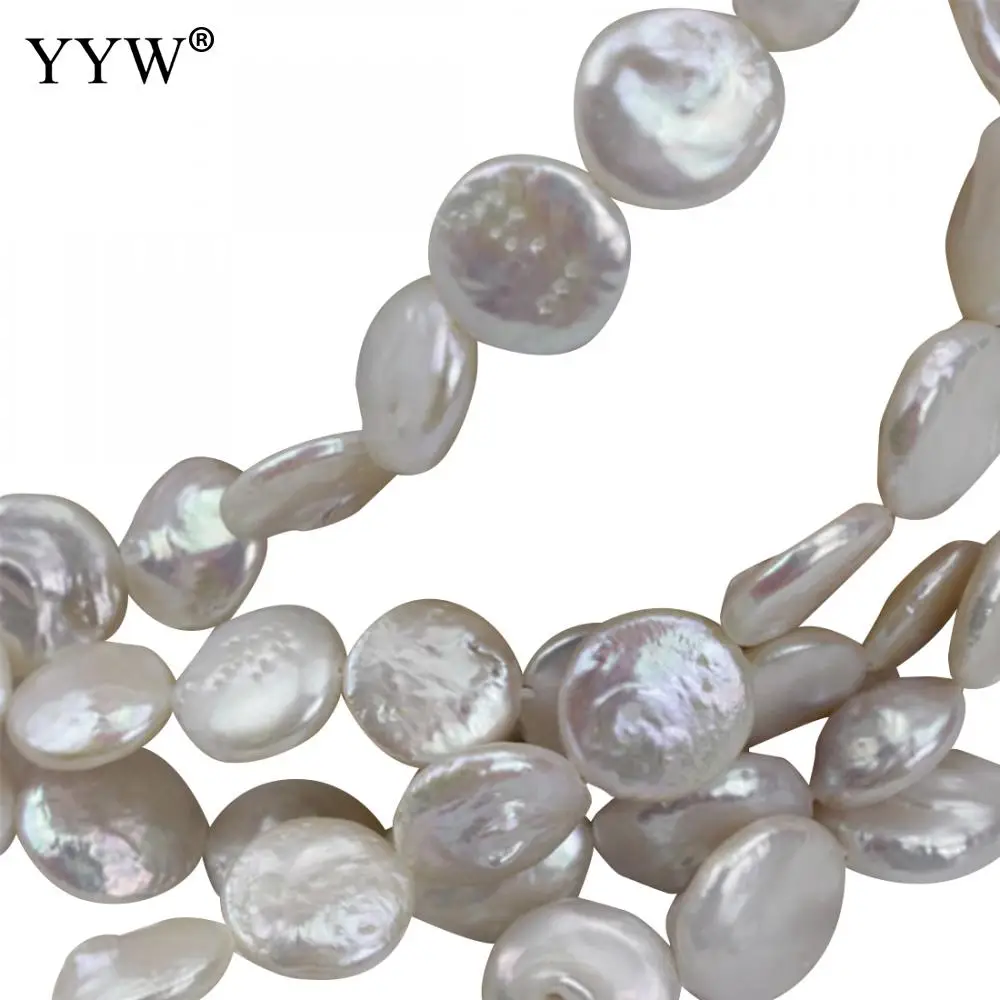 

Cultured Coin Freshwater Pearl Beads Natural White 13mm Pearls Beads For Jewelry Making Hole 0.8mm Per 15 Inch Strand