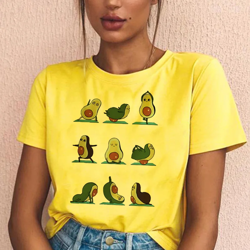 

Футболка Harajuku с авокадо, кавайная мультяшная футболка в стиле Харадзюку, женские футболки, топы, футболка Ullzang 90-х, графическая модная футбол...