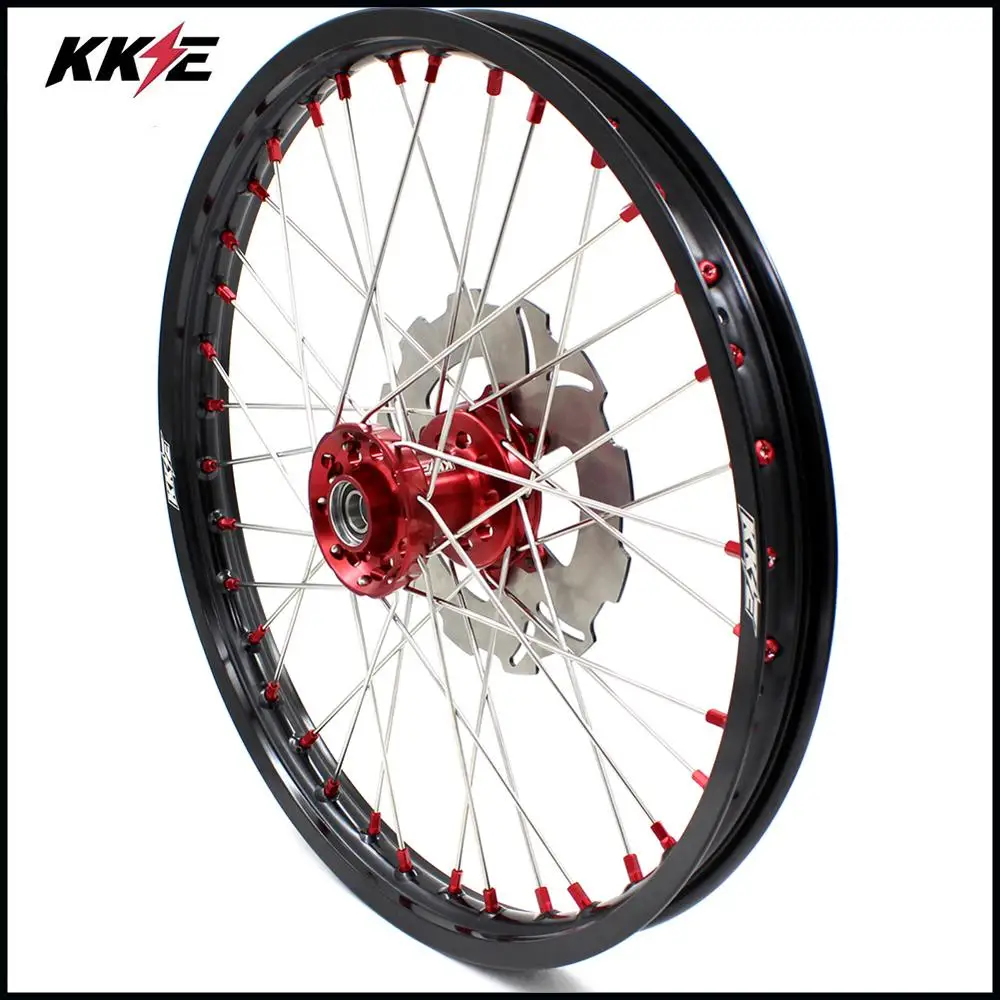 Комплект колес KKE 21 и 18 для Honda CR125R красные ниппельные диски|Колеса| |