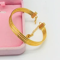 4 layer womens cuff bangle yellow gold filled fashion bracelet solid jewelry gift