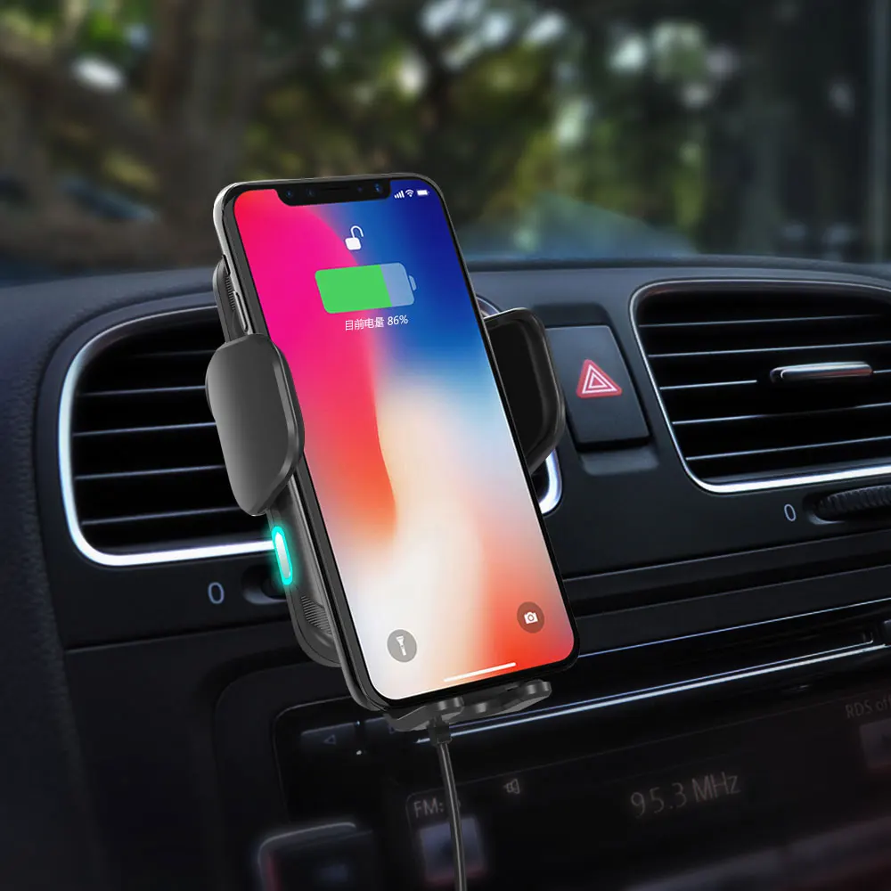 15 Вт автоматическое зажимное беспроводное автомобильное зарядное устройство