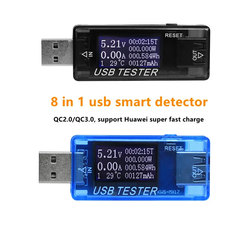 

8 in1 QC2.0 QC3.0 4-30v USB Voltmeter Ammeter Electrical Energy Power Supply Capacity Voltage Current Meter USB Tester Monitor