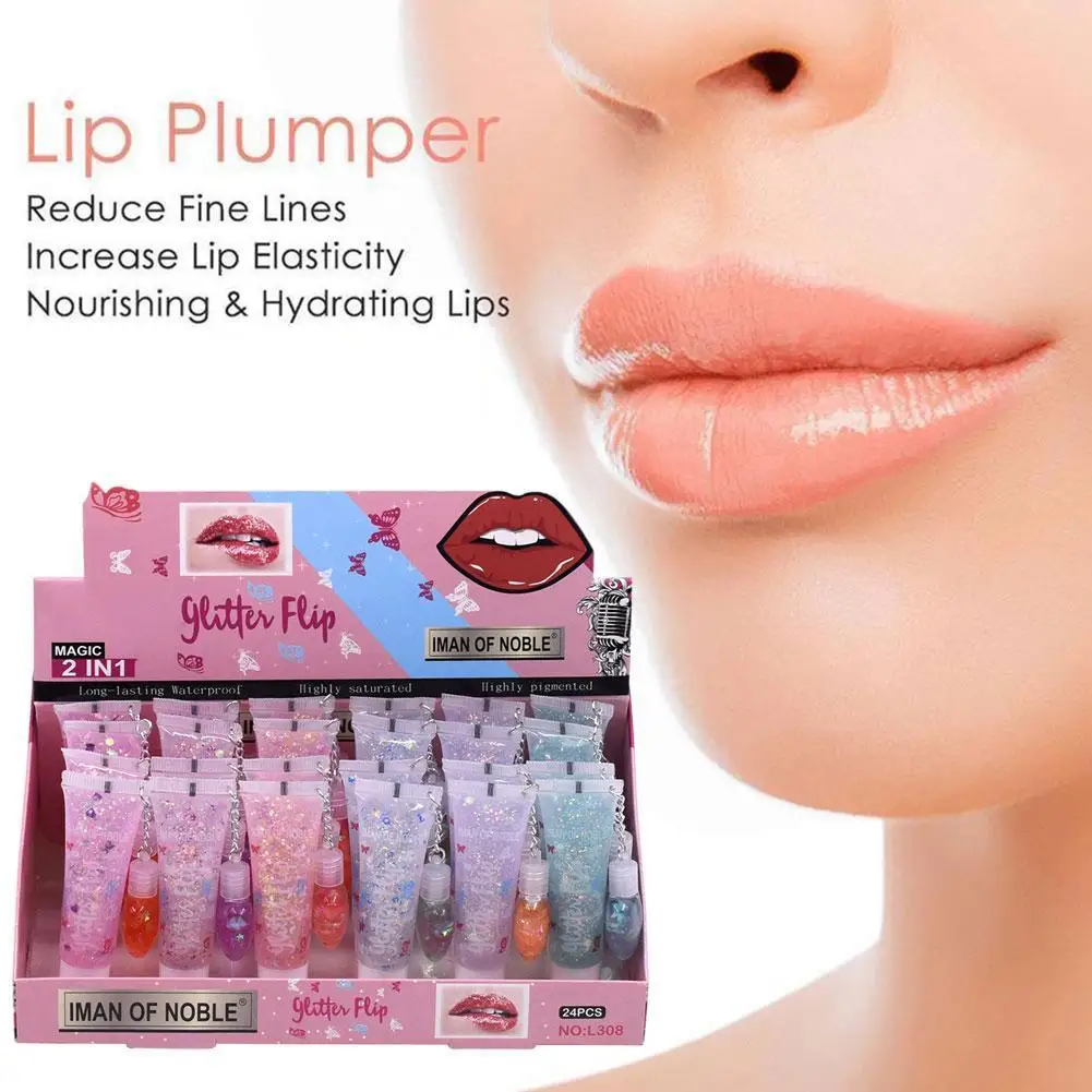 

6Pcs/Set Moisturizer Plumper Lip Gloss Set Love Heart Jelly Hydrating Lipgloss Lasting Long Oil Clear Makeup Fruit Lip Pend L4J1
