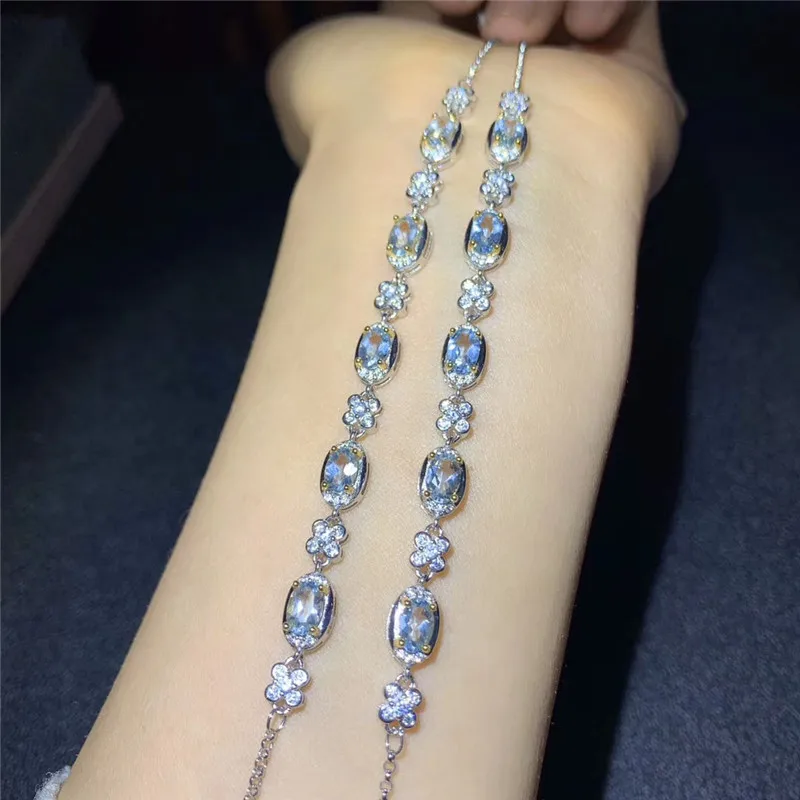 

Женские браслеты из серебра 100% пробы, с аквамарином