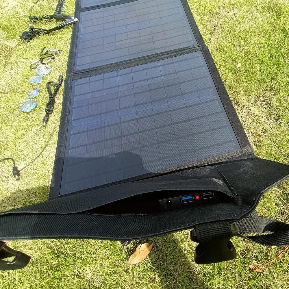 Murah 100W Panel Surya 5V 12V 18V Pengisi Daya Panel Surya Untuk IPhone IPad Macbook Samsung Lipat Luar Ruangan Berkemah Baterai Mobil Dell