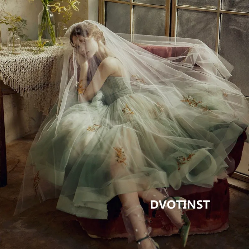 Dvotinst Женская фотография реквизит для беременных зеленые платья Вуаль Ретро
