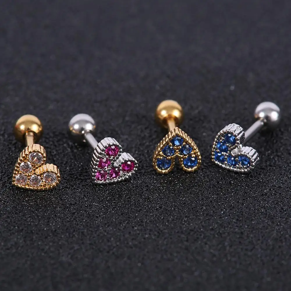 Ear Bone Nails Heart Shaped Mini Earrings for Women Medical Stainless/Titanium Steel Prevent Allergy Stud Party Jewelry | Украшения и