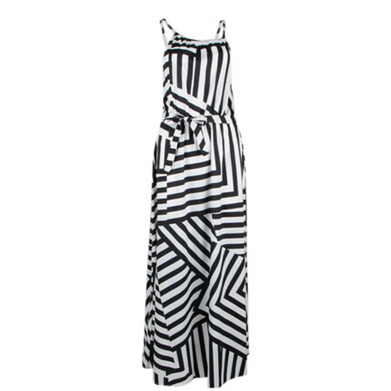 

Summer Maxi Long Dress New Fashion Women Sexy Boho Striped Sleeveless Beach Style Strap Sundress Vestidos For Female