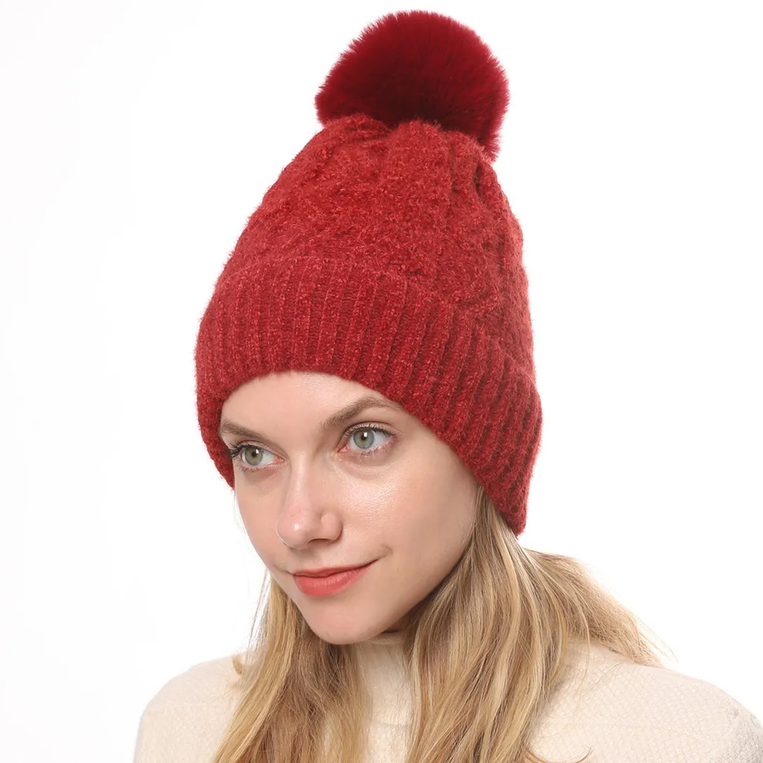 Женская осенне-зимняя новая модная мягкая вязаная шапка из синели с флисовой