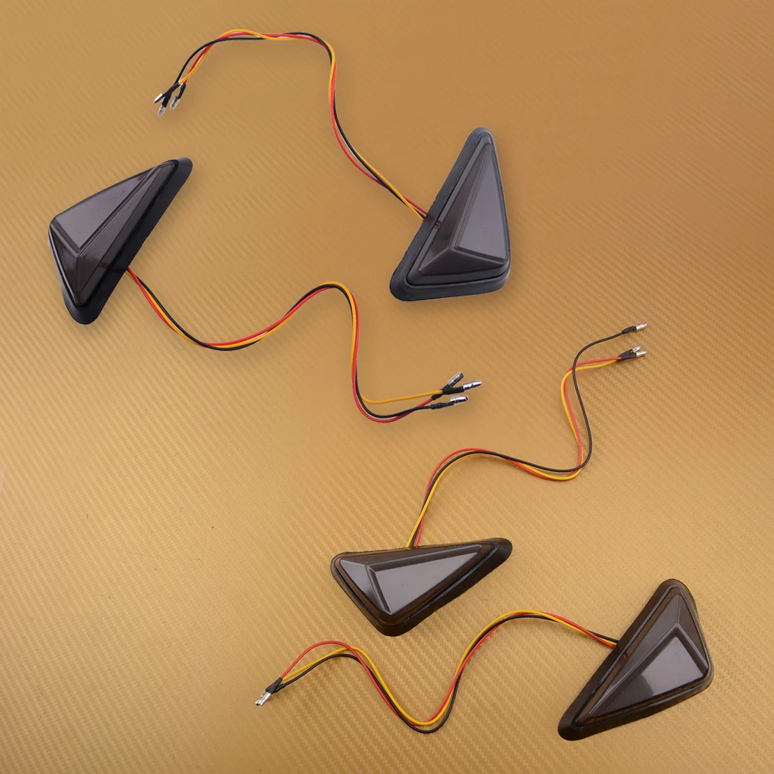 

2Sets Triangle Amber White LED Turn Signal DRL Blinker Lights For Straddling Locomotives Motorcycle Electric Car 12V Universal