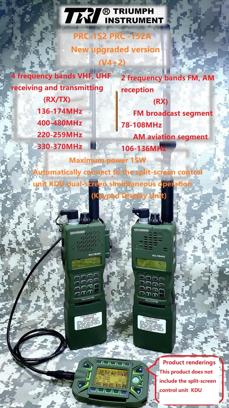 TRI Instrument Newly Upgraded PRC-152 (MULTIBAND) 15W 12.6V Multi-Band Handheld FM Radio
