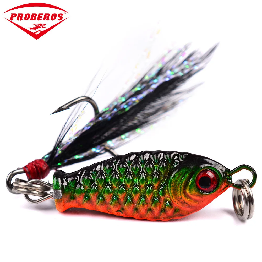 

25mm/6.4g 3D Eyes Fishing Bait Lures Wobbler Hard Bait With Feather Hooks Fishing Bait Artificial Jip Ocean Fishing Swimbait