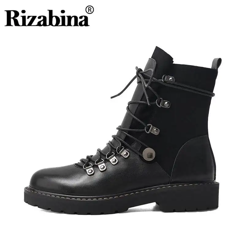 RIZABINA/ботильоны для женщин зимняя обувь из натуральной кожи женские повседневные