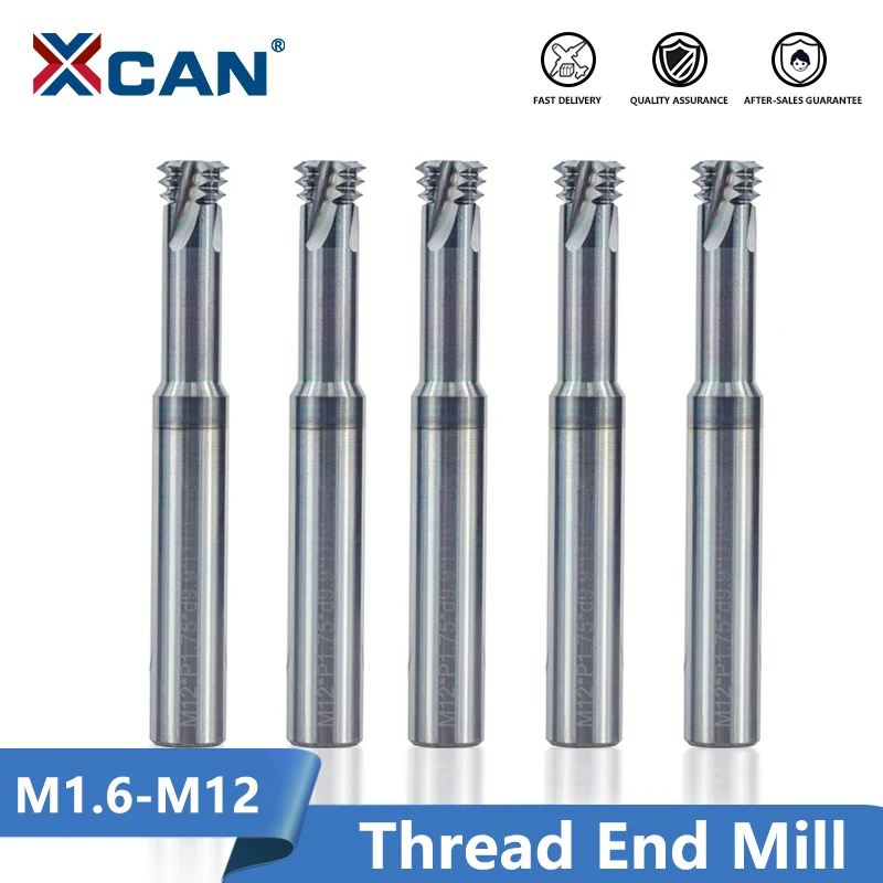 

XCAN Thread Mills 3 Flute Metric Thread End Mill 60 Degrees M1.6-M12 CNC Threading Tools Carbide Milling Cutter for Metal