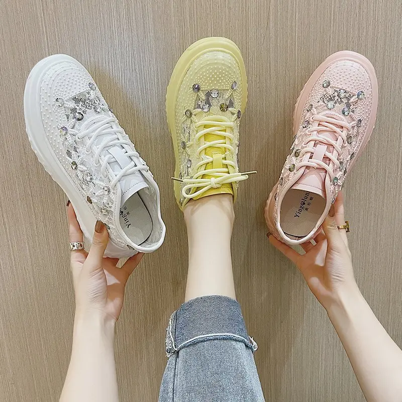 

Кроссовки женские сетчатые на платформе, дышащие, на вулканизированной подошве, удобная повседневная обувь для бега, летняя модель