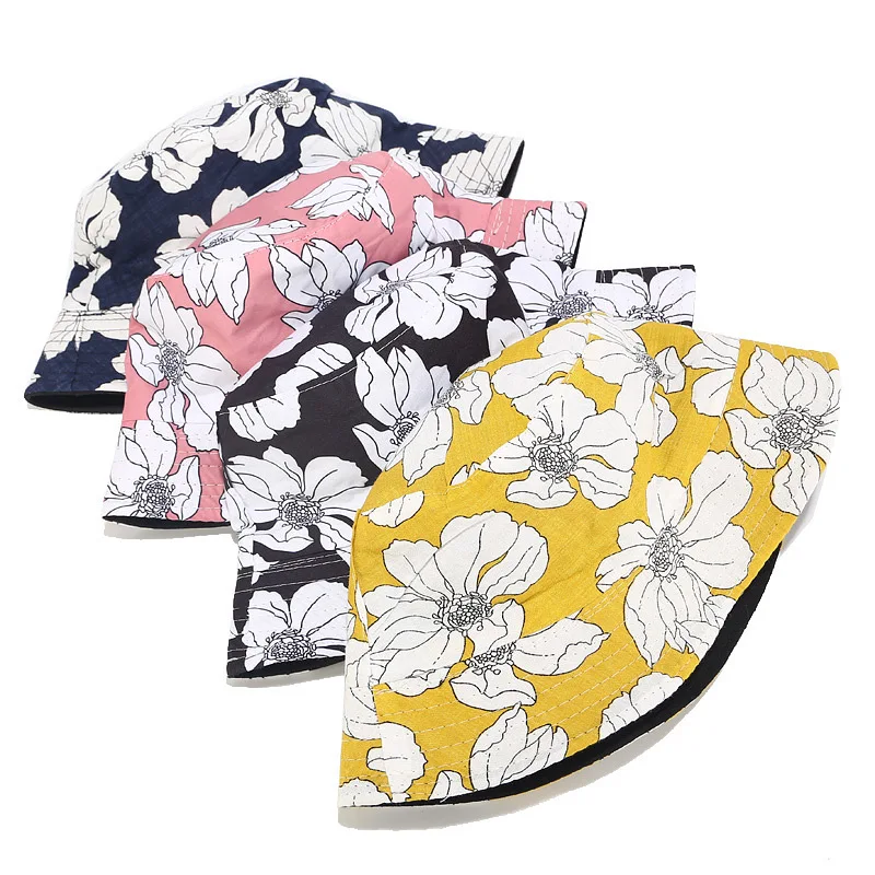 

LDSLYJR flower print Double-sided wear Bucket Hat Fisherman Hat outdoor travel hat Sun Cap Hats for Men and Women