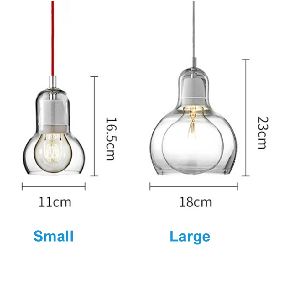 Cristal ámbar claro nórdico lámpara para comedor habitación AC 90-260V Loft Industrial E27 colgante lámparas colgantes lámpara colgante de techo