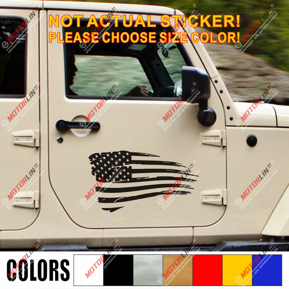 

USA American Flag Decal Sticker Car Vinyl pick size color no bkgrd distressed