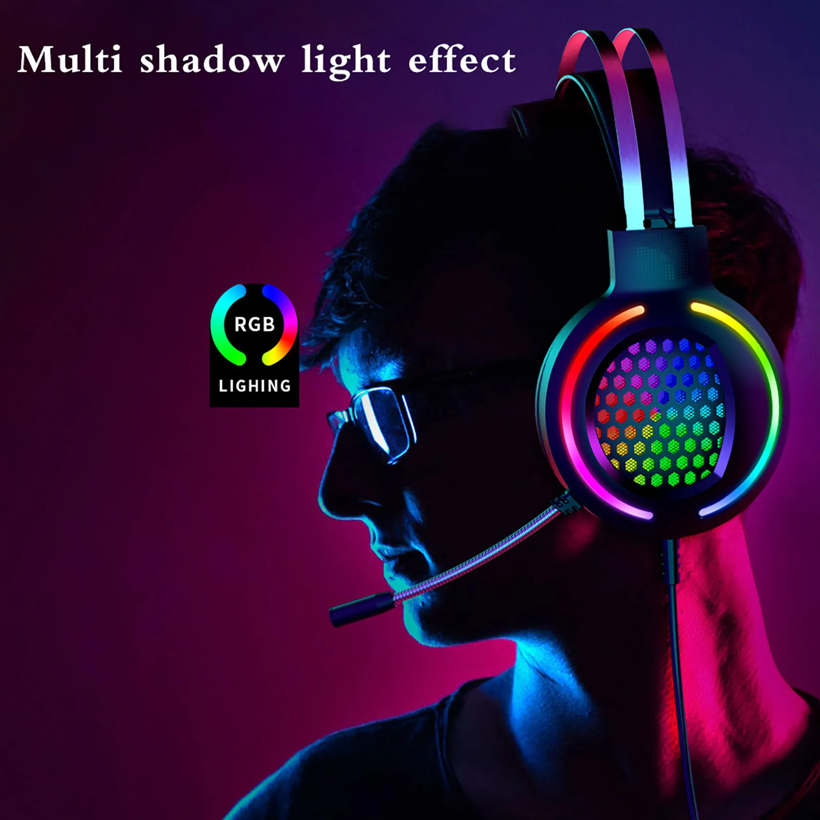 

Gaming Headset 7.1USB Over-Ear Stereo Gaming Headphone Microphone With Microphone Volume Control Game Earphone