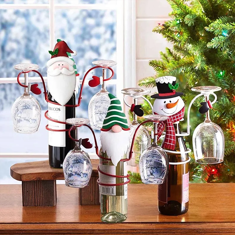 

Christmas Wine Bottle Decoration Goblet Holder Hanging Wine Glass Holder Wine Glass Storage Convenient 2022 New Year Decorations
