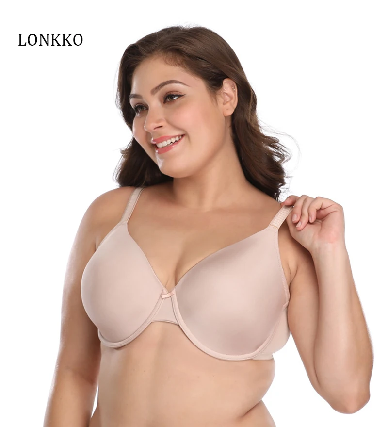 LONKKO C DD DDD E F G H I J Cup Plus Size For Women Ladies Breathable Underwear Female Fashion Push Up Bra Comfort Ultra Thin