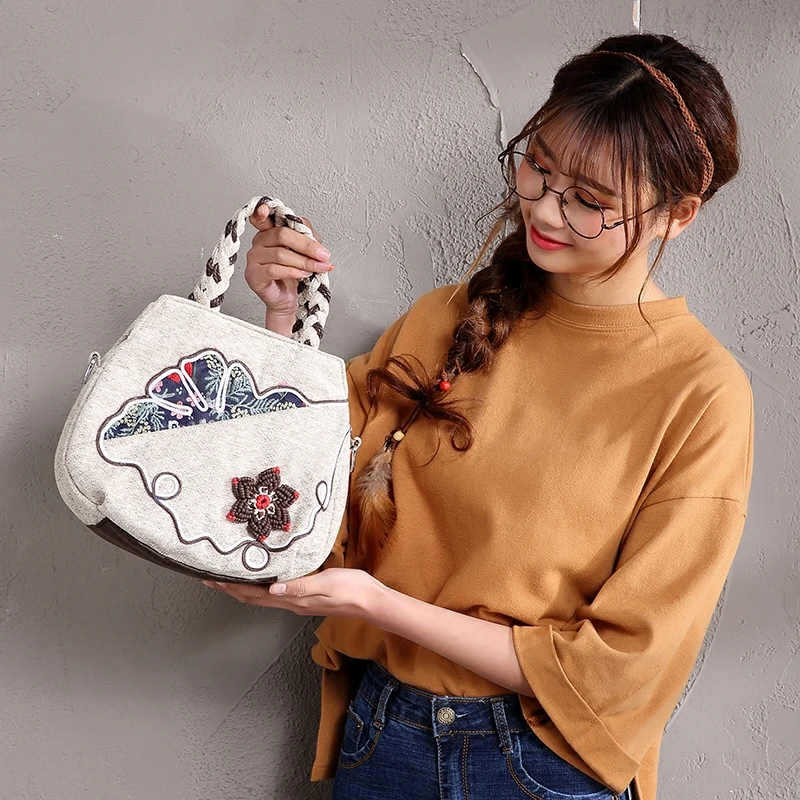 weaving features womens cloth bag yunnan national wind hand held oblique bag dual use idle chinese wind free global shipping