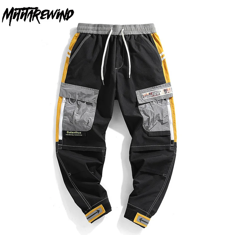 Брюки карго мужские в стиле Харадзюку модные брюки султанки пэчворк с эластичным