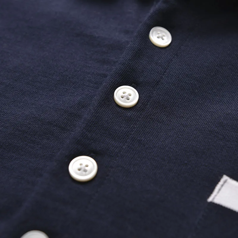 

2021 TB THOM men's panell short sleeves with pocket smart causal summer contrast color polo shirts men fashion tees