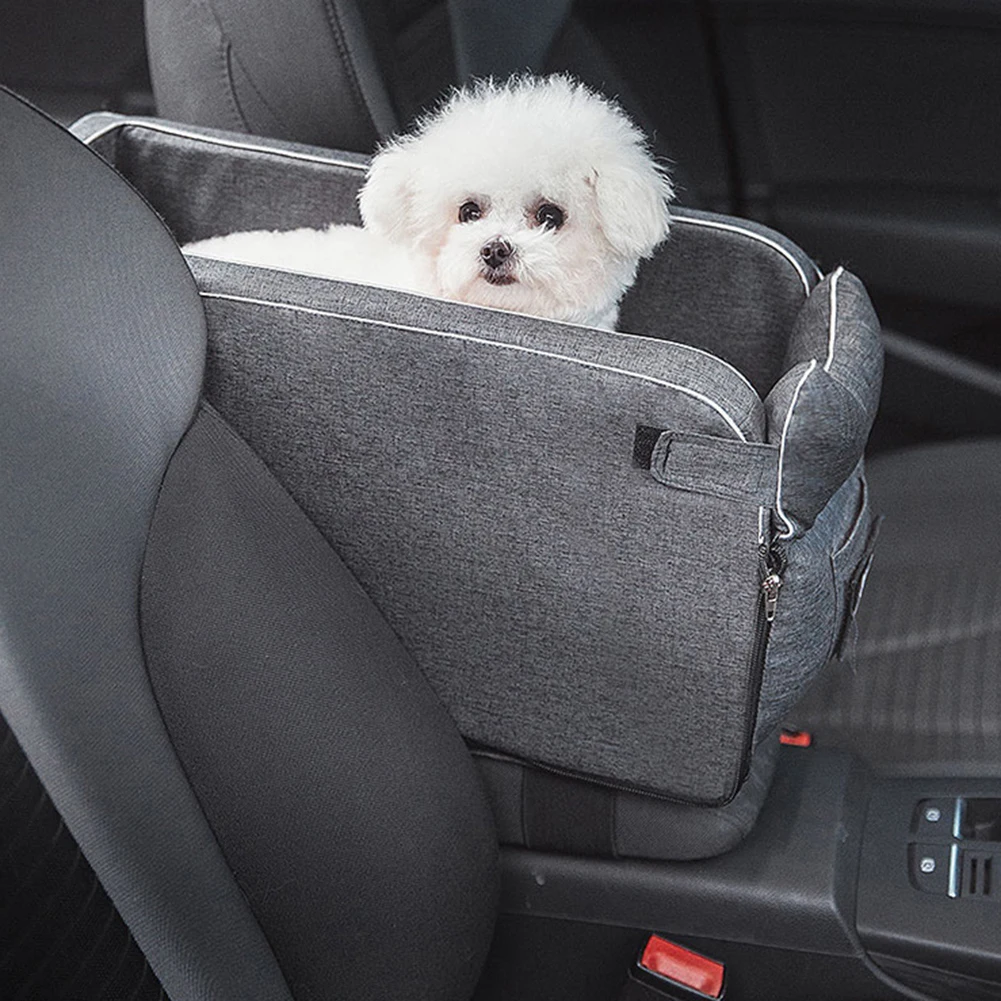 Asiento de seguridad para mascotas, asiento de coche, consola central, almohadilla extraíble para nido de perros y gatos, bolsa de transporte para cachorros