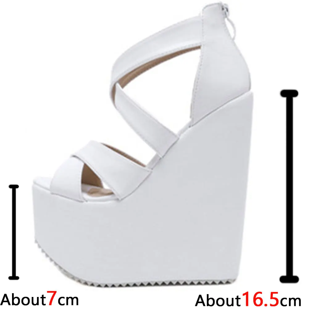 

Brand 2021 Sexy Extreme High Platform Wedges Heels Summer Shoes Woman Cool Gothic Style Gladiator Black Footwear Sandals