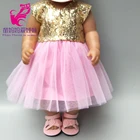 Розовое платье с бантом для новорожденных, 18 дюймов, розовое платье с блестками, Одежда для кукол