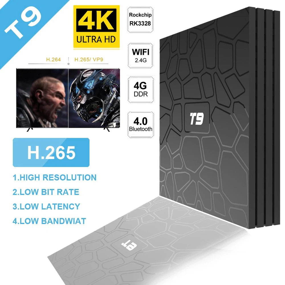 Android Television T9 RK3328 IV Nuclear 4GB RAM 64GB ROM USB 3.0 4K Fackground 2.4G / 5G BIFI 4G 32G TV|ТВ-приставки и