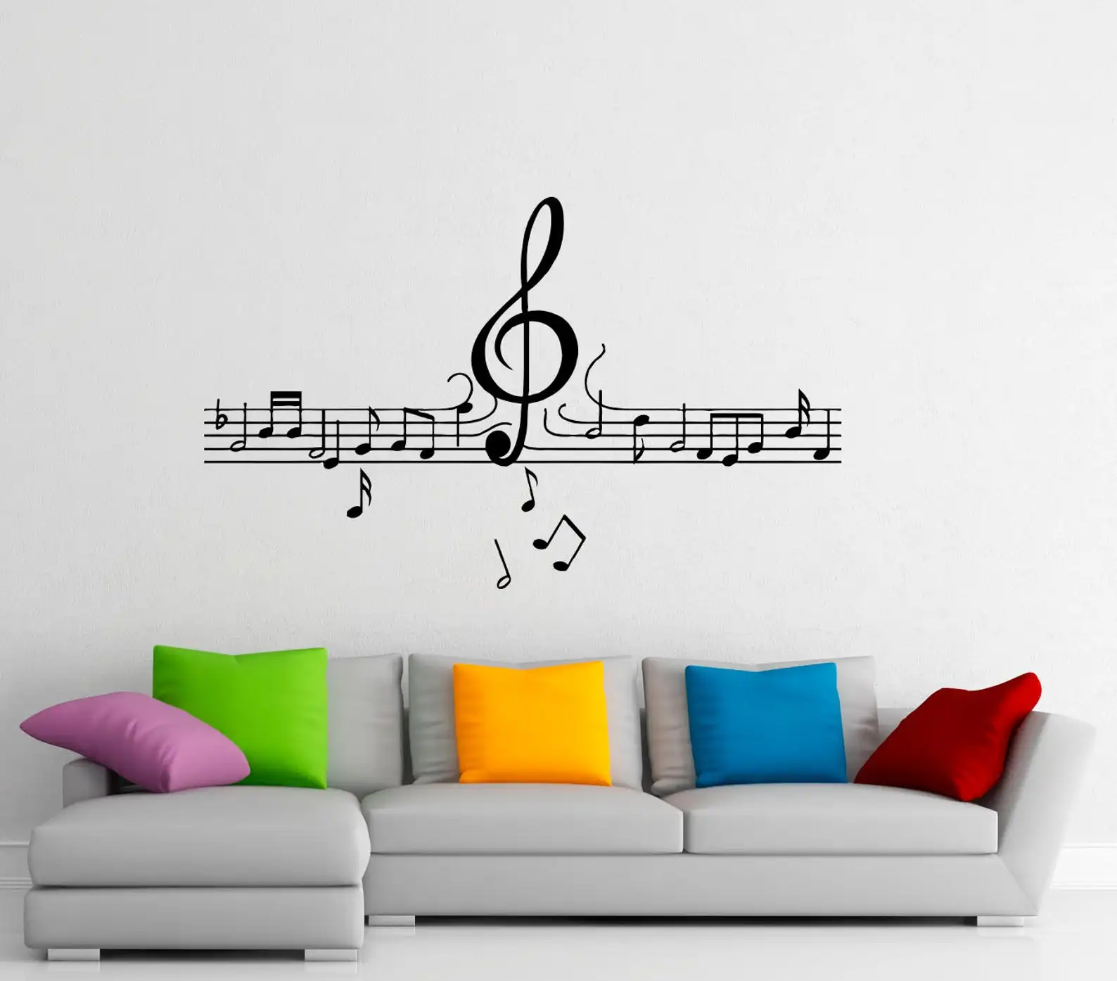 Музыкальная настенная наклейка виниловая Съемная музыкальные ноты домашний