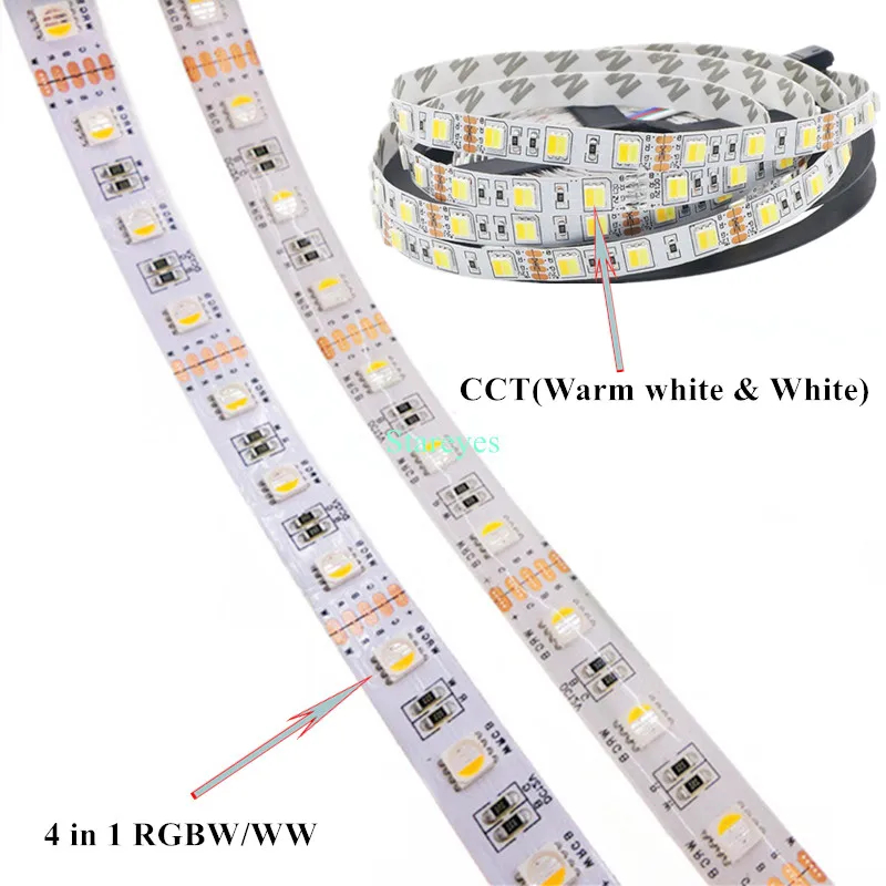 1 шт. SMD 5050 60 светодиодный/m белый теплый RGB RGBW RGBWW 4 в CCT RGBCCT 5 светодиодный ленточный
