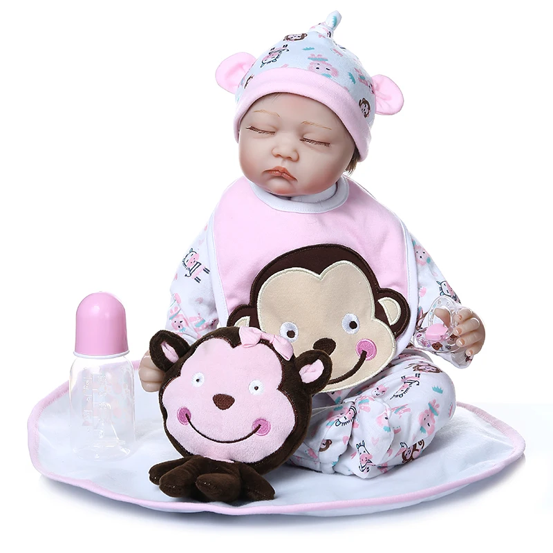55 см мягкие силиконовые реалистичные Пинки reborn baby sleeping bebe Кукла touch cudly doll ручная