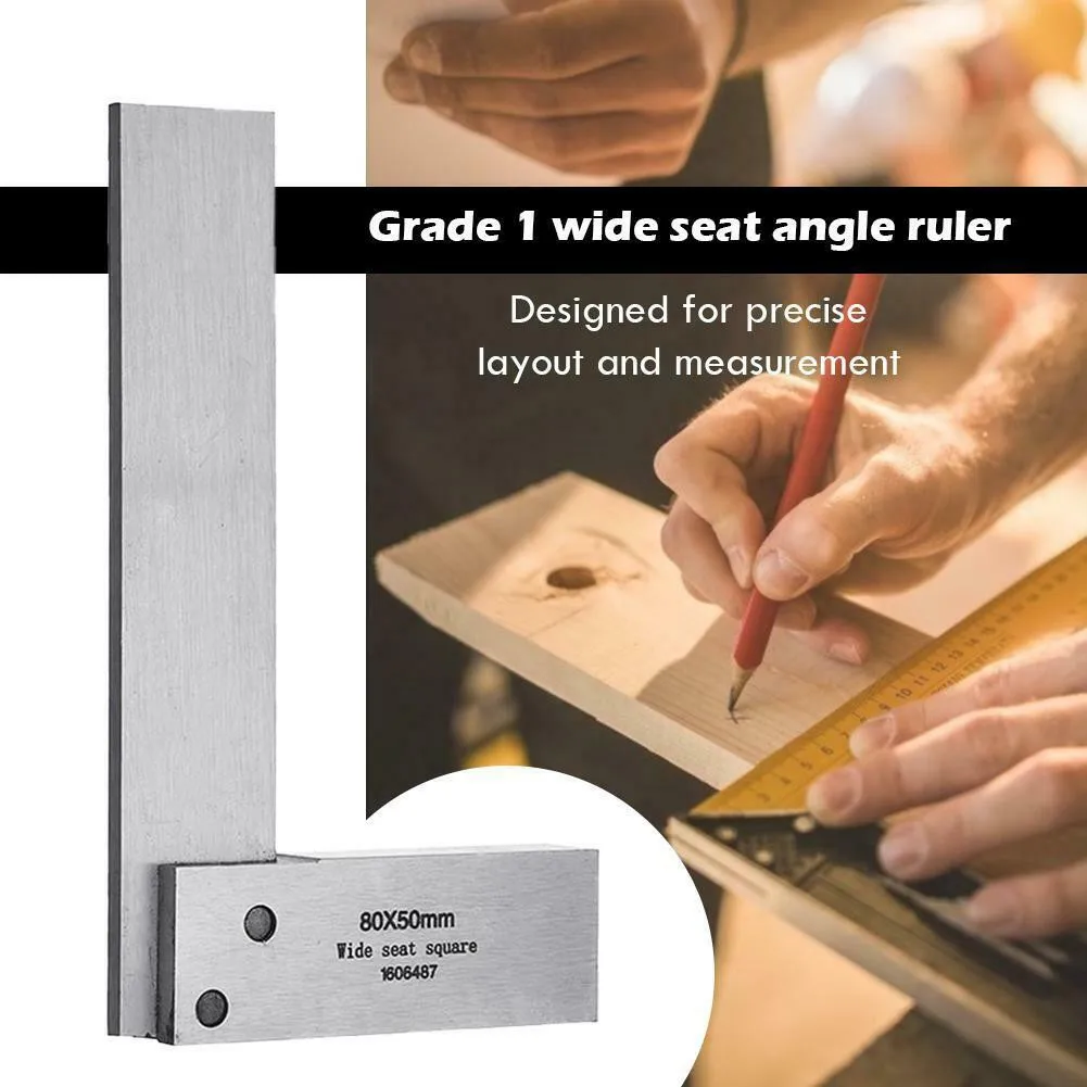 

90 Degree Right Angle Ruler Engineer Hardened Steel Machinist Precision