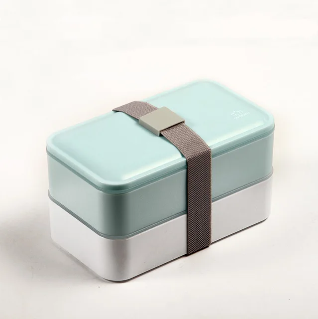 MICCK японский Ланч-бокс набор двухслойный Bento box с миской для супа портативный Термоизолированный контейнер для еды Microwavable - Цвет: Blue Lunch box