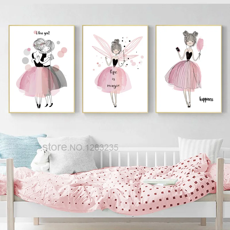 Для девочек для маленьких декор комнаты розовая Сказочная картина Квадро куадро