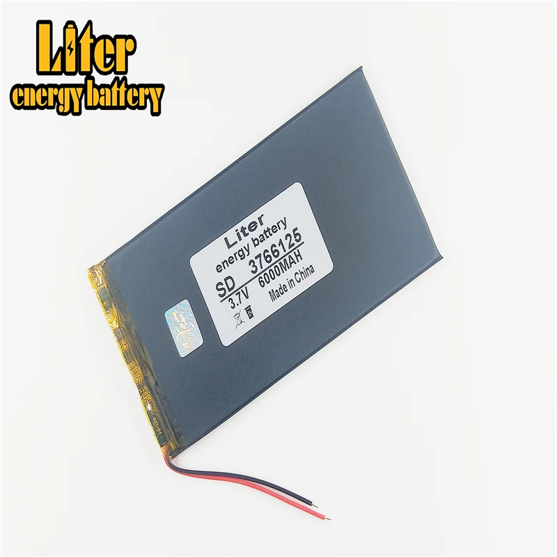 37x66x125 мм 3,7 V 6000mah литиевая полимерная аккумуляторная батарея 3766125 с защитной платой для планшетных ПК DVD GPS