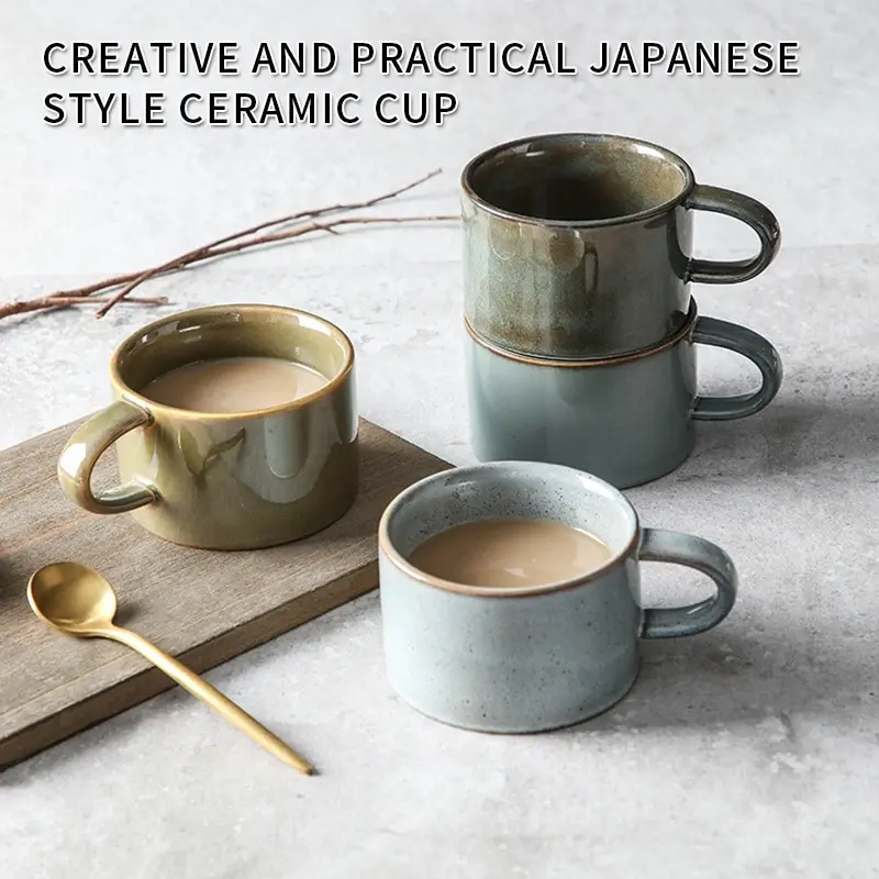 Толстая керамическая кофейная чашка для плоской белой молочной кофейной чашки