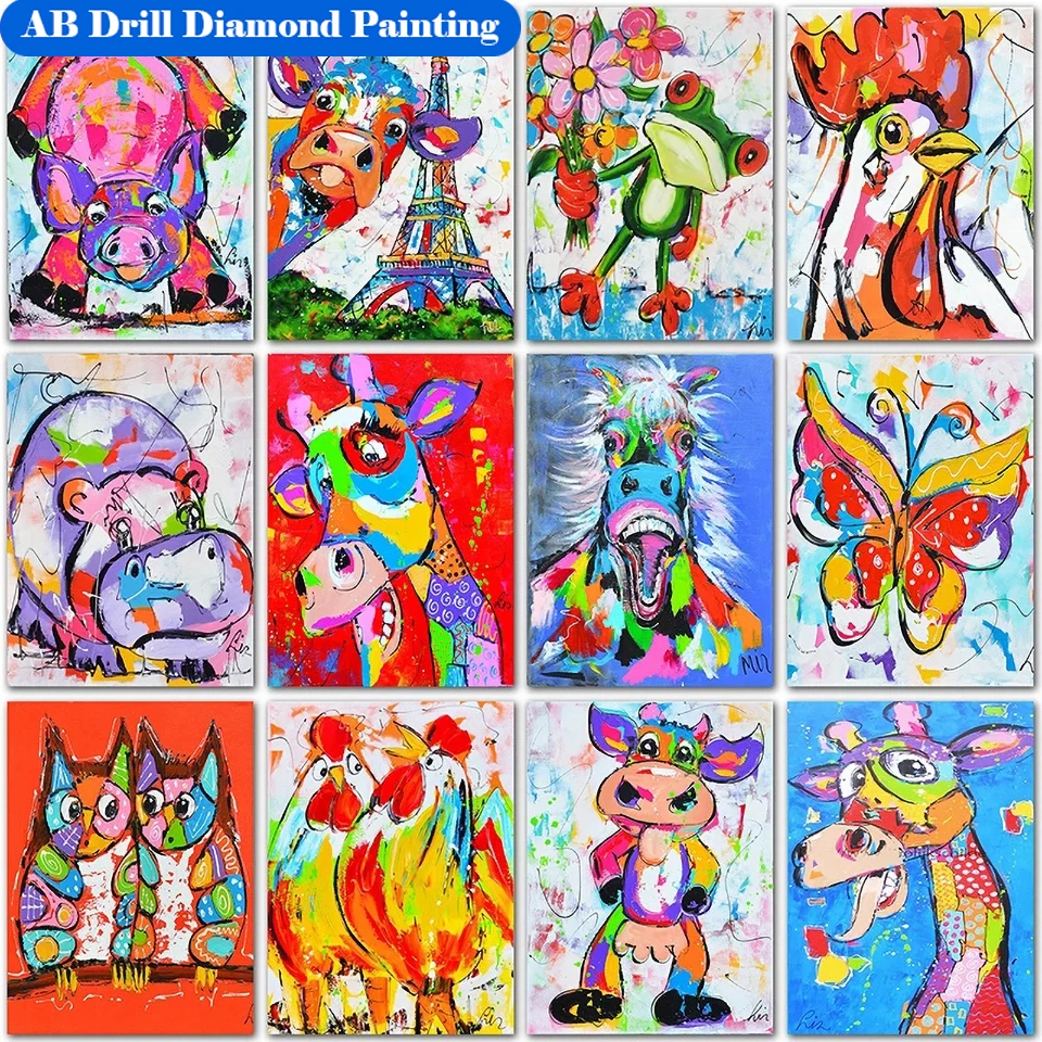 

Алмазная живопись 5D «сделай сам», Набор для вышивки крестиком с рисунком животного, мозаика, мультяшное украшение для дома, подарки
