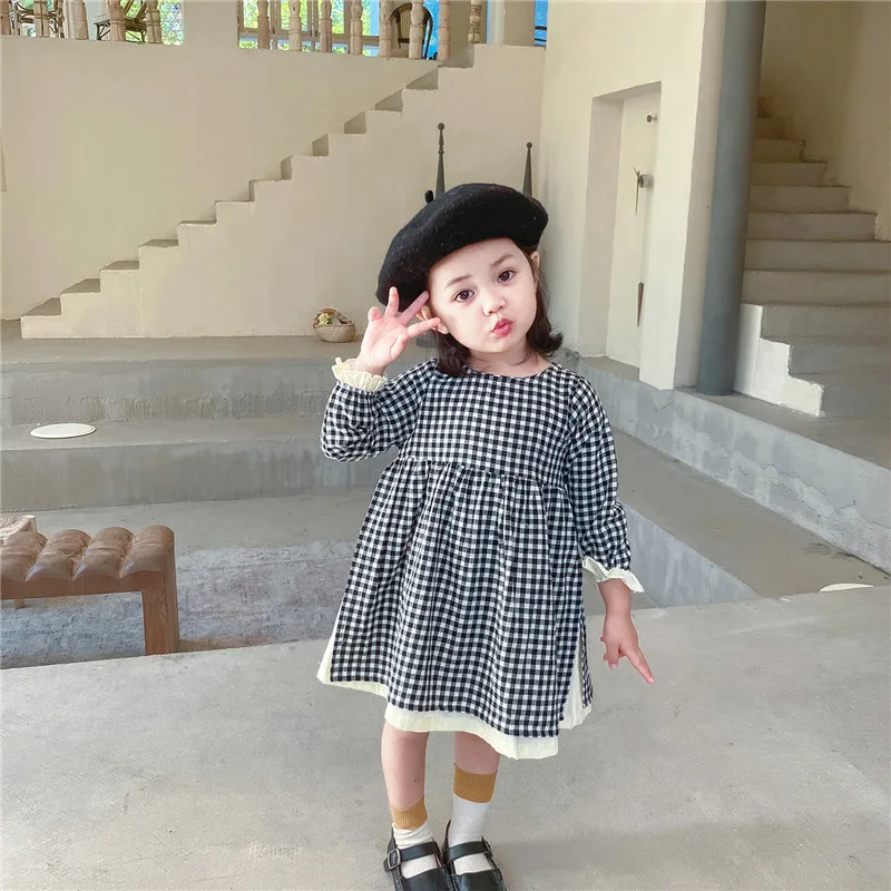

Keelorn Girls Princess Dresses 2021 Korean Fashion Kids Plaid Elegant Costumes Long Sleeve Cotton Children Casual Clothing