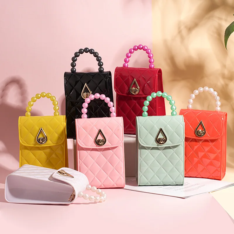 

Jelly Shoulder Bags Retro Simple Cellphone Rhombus Bag Women PU Messenger Bags Small Flap Bag Mini Hasp Hand Bags