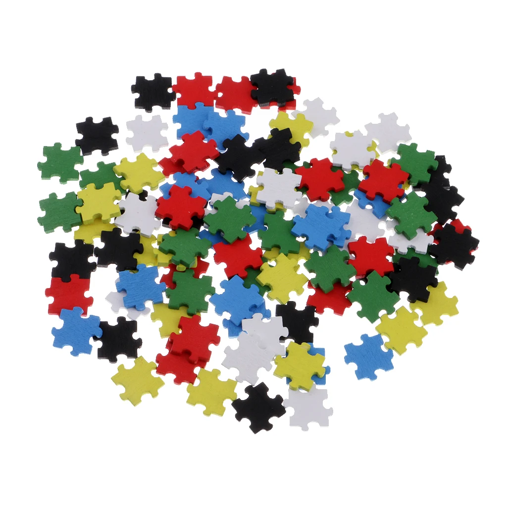100 шт Многоцветный деревянные частей головоломки для детей Обучающие игрушки