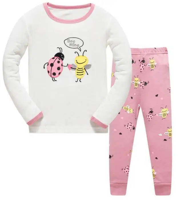 

Baby Girls Pajamas Sets Kid Children Nightwear Home Children Long Sleeve Love Heart Pyjamas Kids Pajamas For 2-8 Years