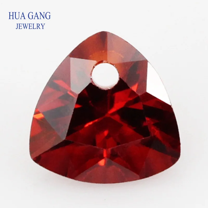 

Single Hole AAAAA Trillion Shape Garnet Cubic Zirconia Stone For Jewelry Making Size 4x4~12x12mm High Quality CZ Stone Beads