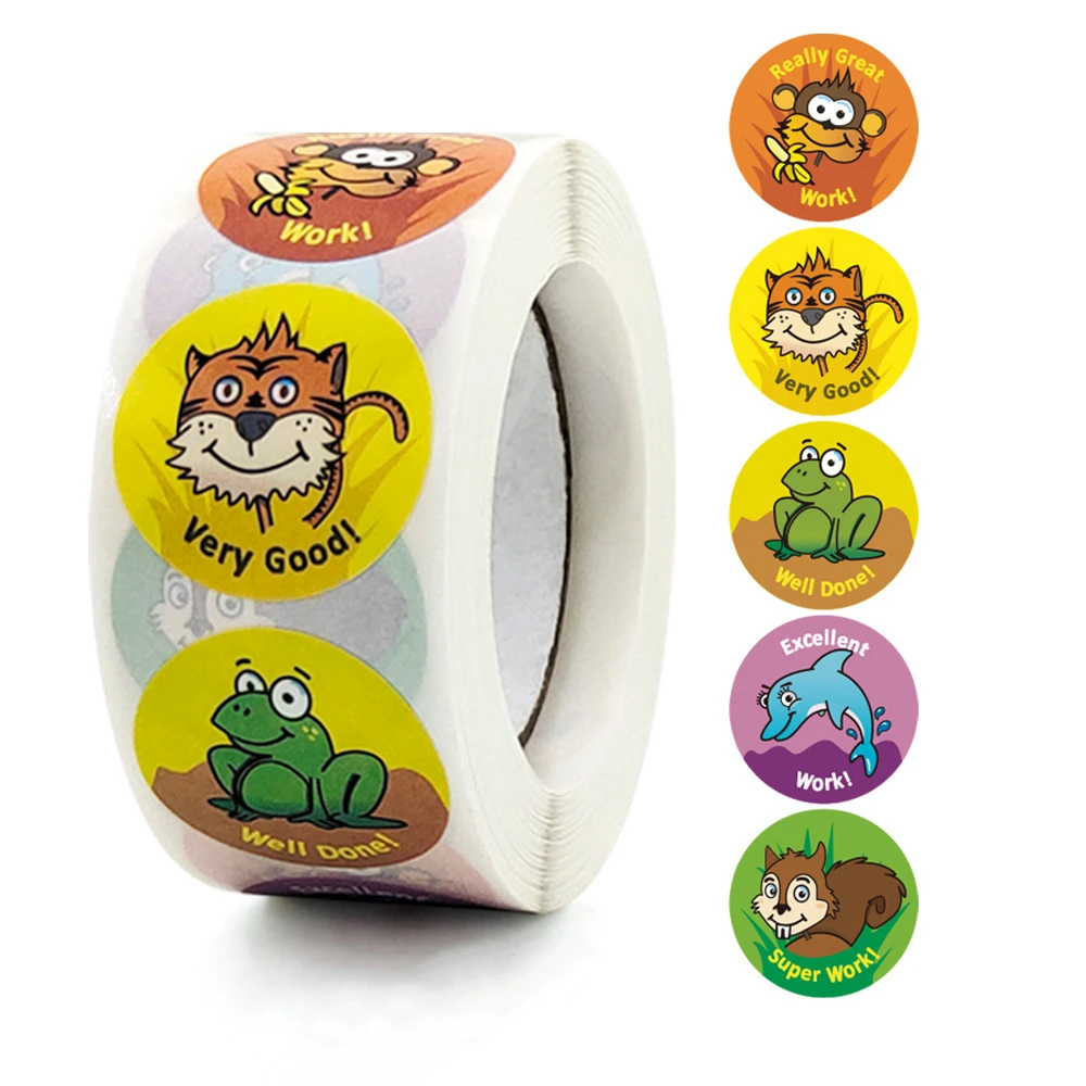 

100-500 Pcs 1 Inch Cute Cartoon Animals Labels Stickers for Gift Package Card Festival Birthday Party Wrapping Children Teaching