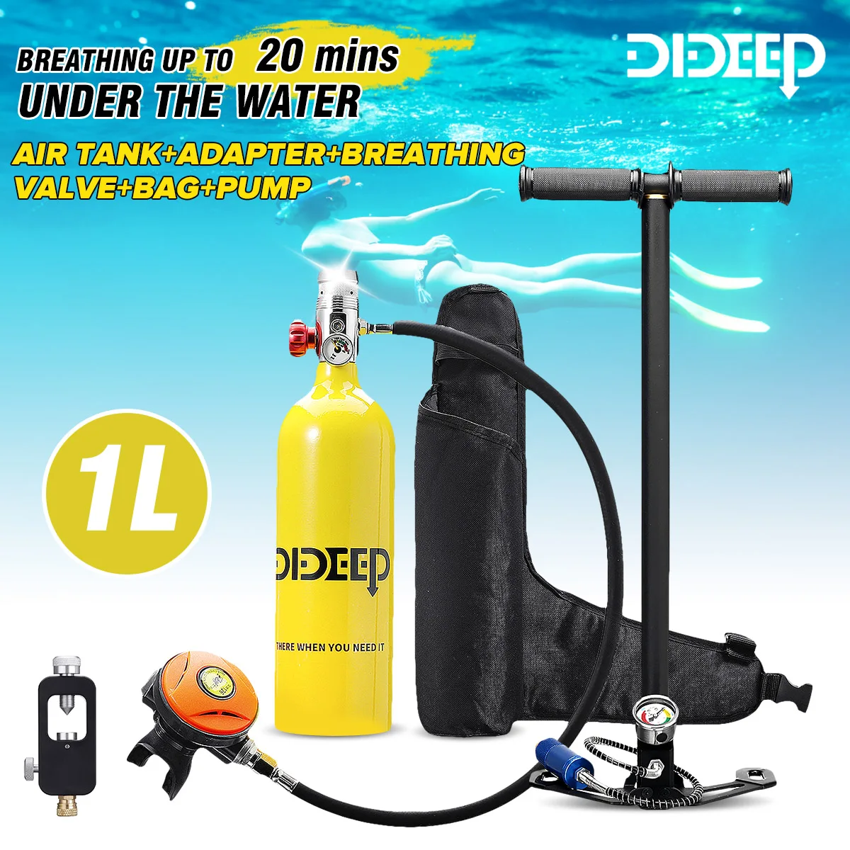 DIDEEP кислородное оборудование для дайвинга 1л/0 5л баллон респираторный набор